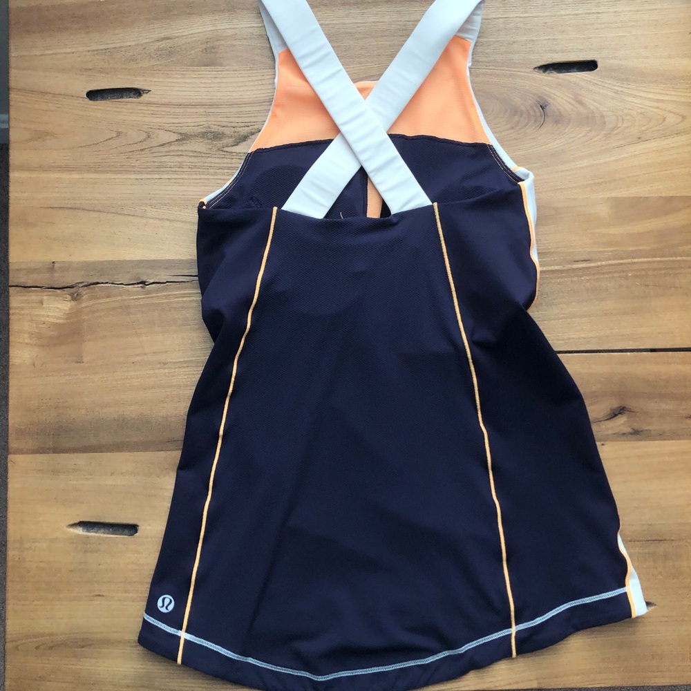 Lululemon Spin It To Win It Tank Navy White Orange - Picture 2 of 10